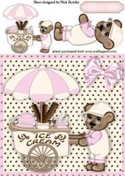 Litle Icecream Teddy with Pink Bow