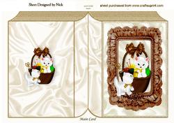 Cute White Kitties with Sewing Basket Folded Book