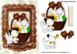 Cute White Kitties in Sewing Basket