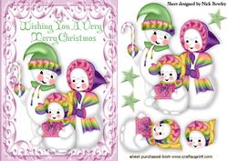 Colours of the Rainbow Snowman Family with Stars