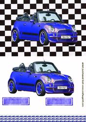Sporty Blue Car Quick Card with Attractive Background