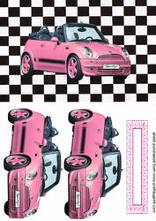 Sporty Pink Car Quick Card with Effective Background