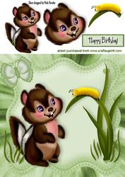 Cute Little Chipmunk with Caterpillar