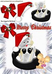 Kitten in Santa Hat with Mouse