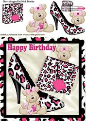 Pink/black Shoe with Teddys and Handbag