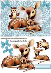 Cute Little Deers with Owl