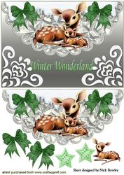 Cute Deers Winter Wonderland on Scalloped Envelope