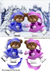 Skating Bears in Pink and Blue