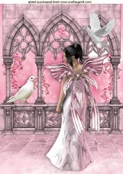 Beautiful Fantasy Faerie with Doves A4