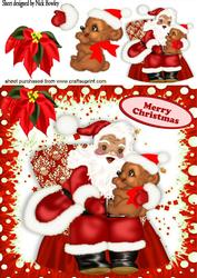 Santa with Poinsettia and Teddy