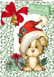 Puppy in Santa Hat with Presents A4