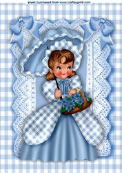 Pretty Southern Belle in Blue Gingham with Bows A4