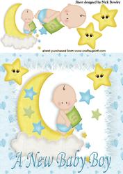 Cute Baby Boy with Stars and the Moon