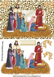 Lovely Nativity Scene in Gold Filigree Frame