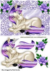 Pretty Unicorn with Purple Roses