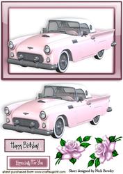 Pink Cadillac with Pink Roses in Frame