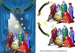 Beautiful Nativity Scene with Star Background