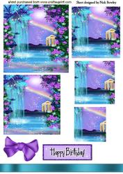 Beautiful Fantasy Turq/purple Waterfall Pyramids