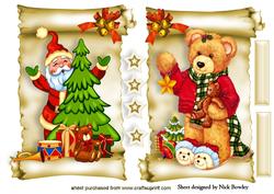 Lovely Santa and Teddy Card Toppers