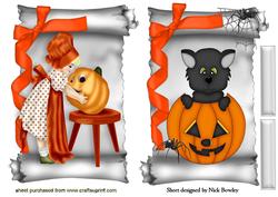 Halloween Toppers with Lady Cat and Pumpkin