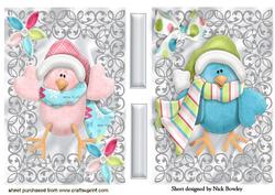 Two Litle Birds in Silver Filigree Frames Toppers