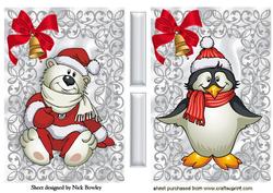 Mr Polar Bear and Mr Penguin in Silver Filigree Toppers