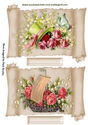 Two Pretty Floral Arrangements on a Scroll Toppers