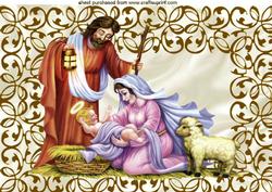 Mary and Joseph Nativity Scene in Filigree Frame A4