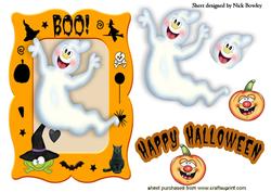 Boo Ghost with Pumpkins in Frame