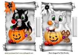 Cute Kitten with Mouse and Pumpkins Toppers