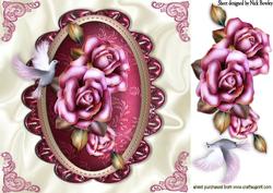 Beatuful Opulent Pink Roses and Dove 8x8