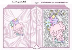 Pinky the Elephant in Silver Filigree Frame Folded Book