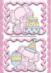 Lovely in Frame Toppers Birthday Pink Elephants