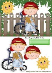 Little Boy with His Bike in the Sunshine