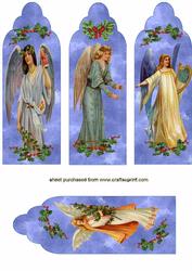 Elegant Christmas Angels on a Cloudy Background Bookmark or Topper