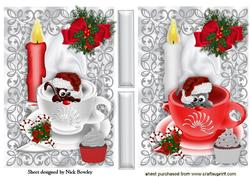 Mice in Santa Hats with Candy Cane and Holly Toppers