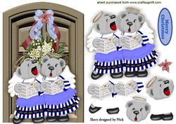 Christmas Front Door with Angel Teddies Singing