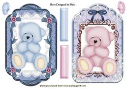 Cute Little Pink/blue Teddy Toppers in Lace Frames