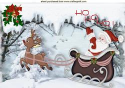 Santa in His Sleigh with Rudolph in the Snow A4