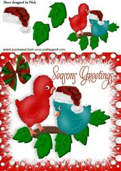 Cute Little Bird with Santa Hat on with Bow