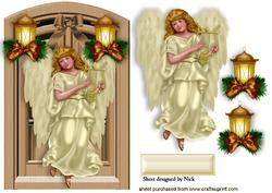 Angel with Gold Harp and Latern