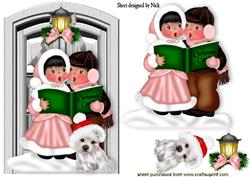 Cute Puppy with Carol Singers and Lantern