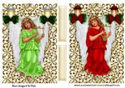 Christmas Vintage Angel Toppers with Lanterns