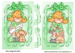 Cute Little Girl Toppers with Kitten and Puppy