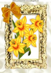 Yellow Daffodils in Gold Baroque Frame A4