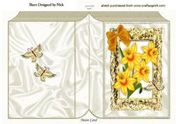Yellow Daffodils, in Frame with Bow Folded Book