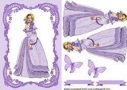 Elegant Victorian Lady in Lilac Lace Frame