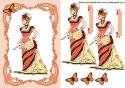 Elegant Victorian Ladies on Peach Lace Background