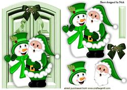 Santa with Snowman with Front Door