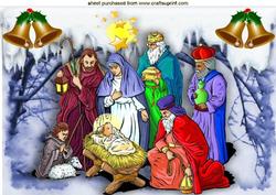 Nativity Scene with Three Wise Men A4